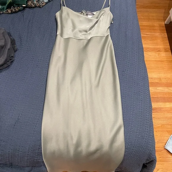 BHLDN Cali Satin Cowl-Neck Midi Slip Dress 💚 - Picture 6 of 6